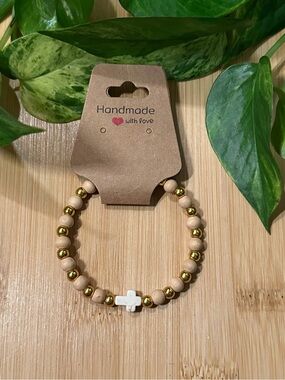 ✝️✨ Cross Stretchy‎ Beaded Bracelet | Handmade | Cross Charm Bracelet ✝️